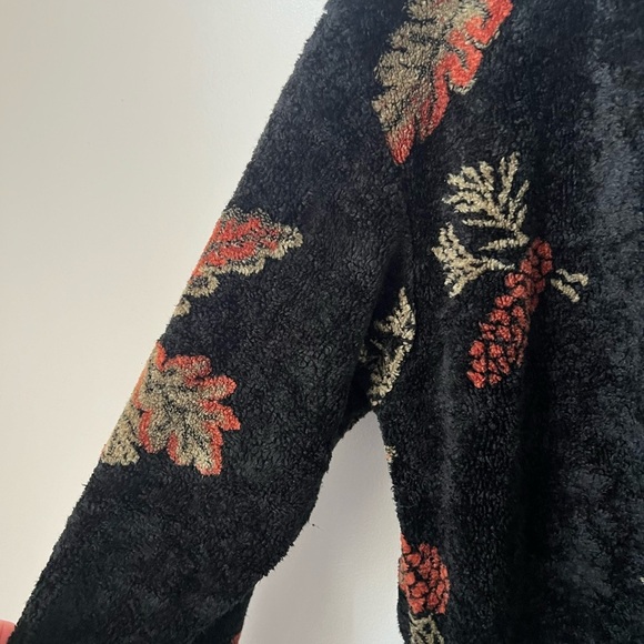 Black Mountain Vintage Black Pine Cone Print Bungee Zip Up Fleece Jacket - Picture 6 of 8